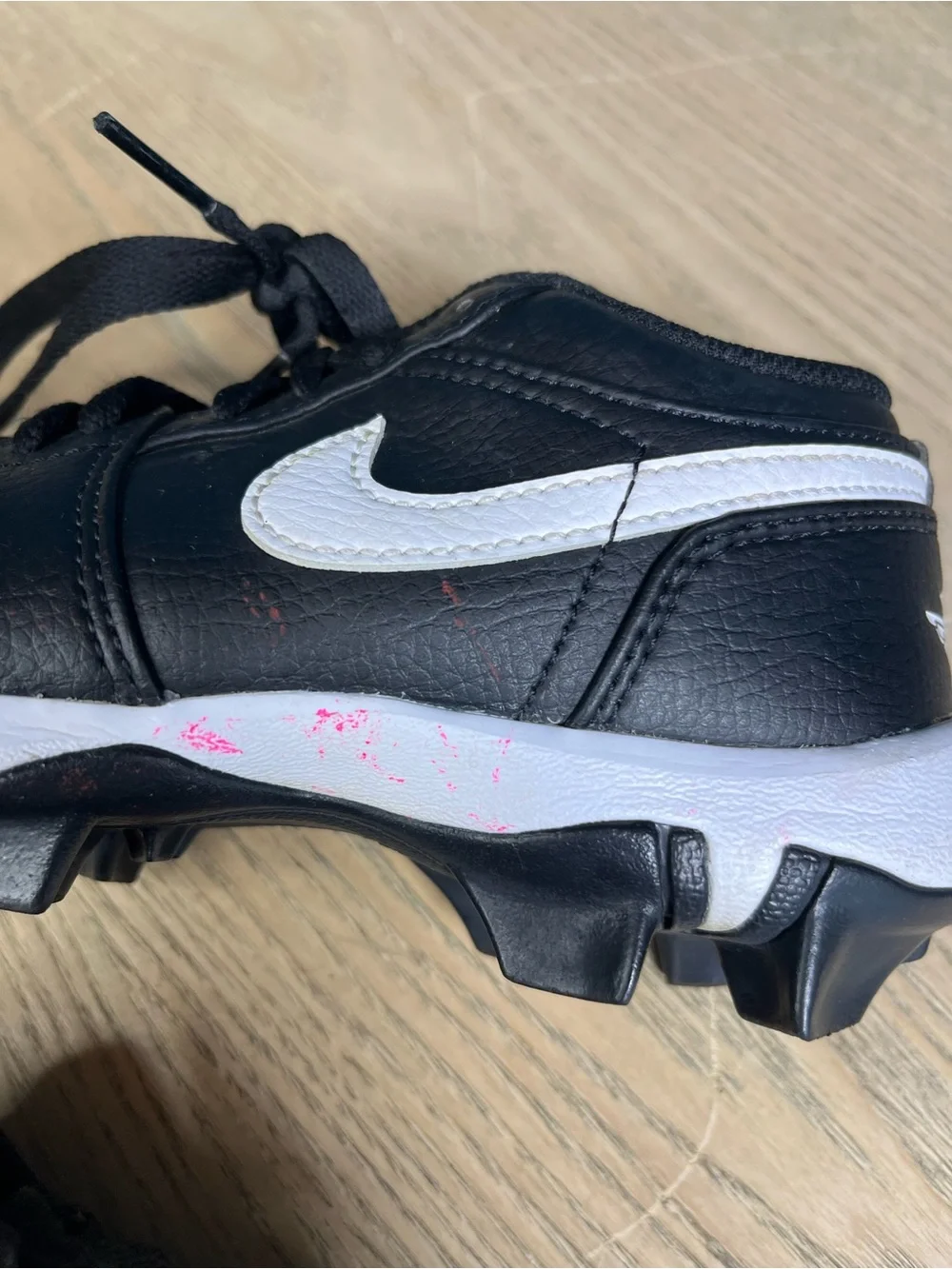Nike Air Jordan 1 Kids Baseball Cleats Black White Size 1.5